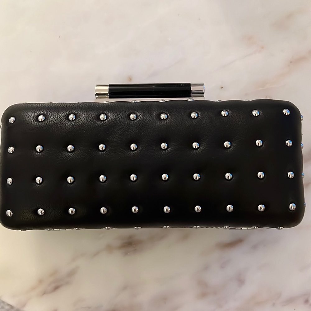 DVF leather studded clutch